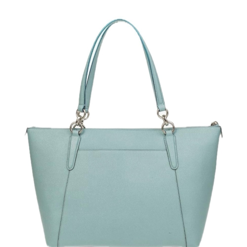 COACH AVA TOTE BAG IN GLITTER AQUA BLUE LEATHER F11900 AND F11835 WALLET SET - Picture 4 of 16